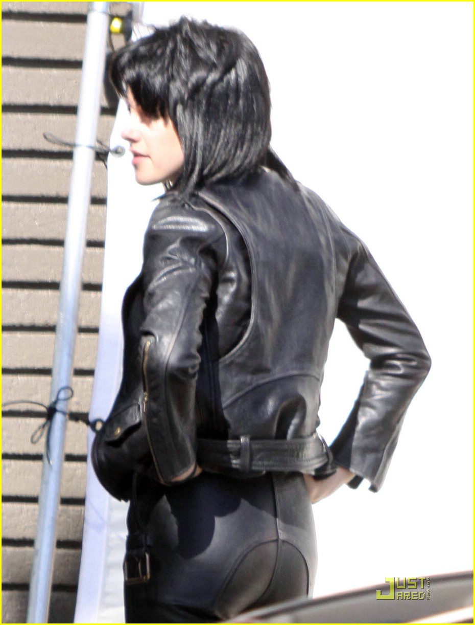 Kristen Stewart Runs Away in Leather, Literally