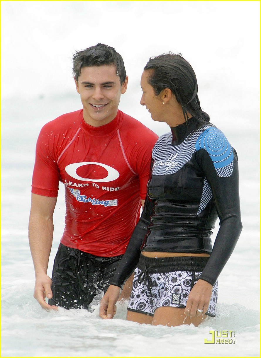 Zac Efron Learns To Surf