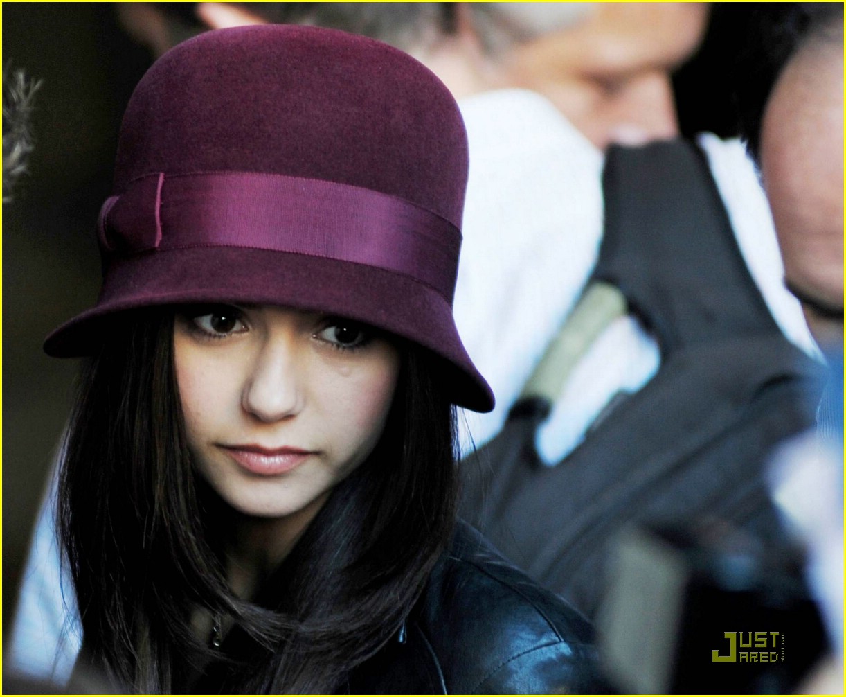 Nina Dobrev: Berry Bowler Hat Beauty