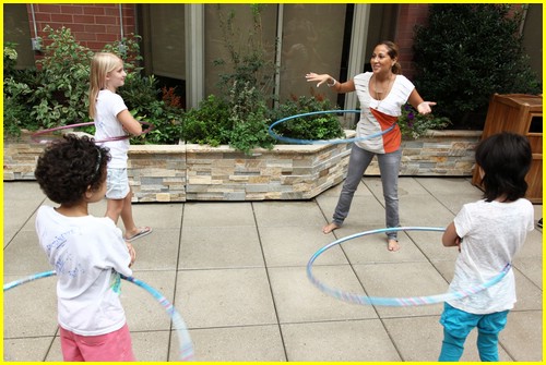 Adrienne Bailon Hula Hoops at Ronald McDonald House