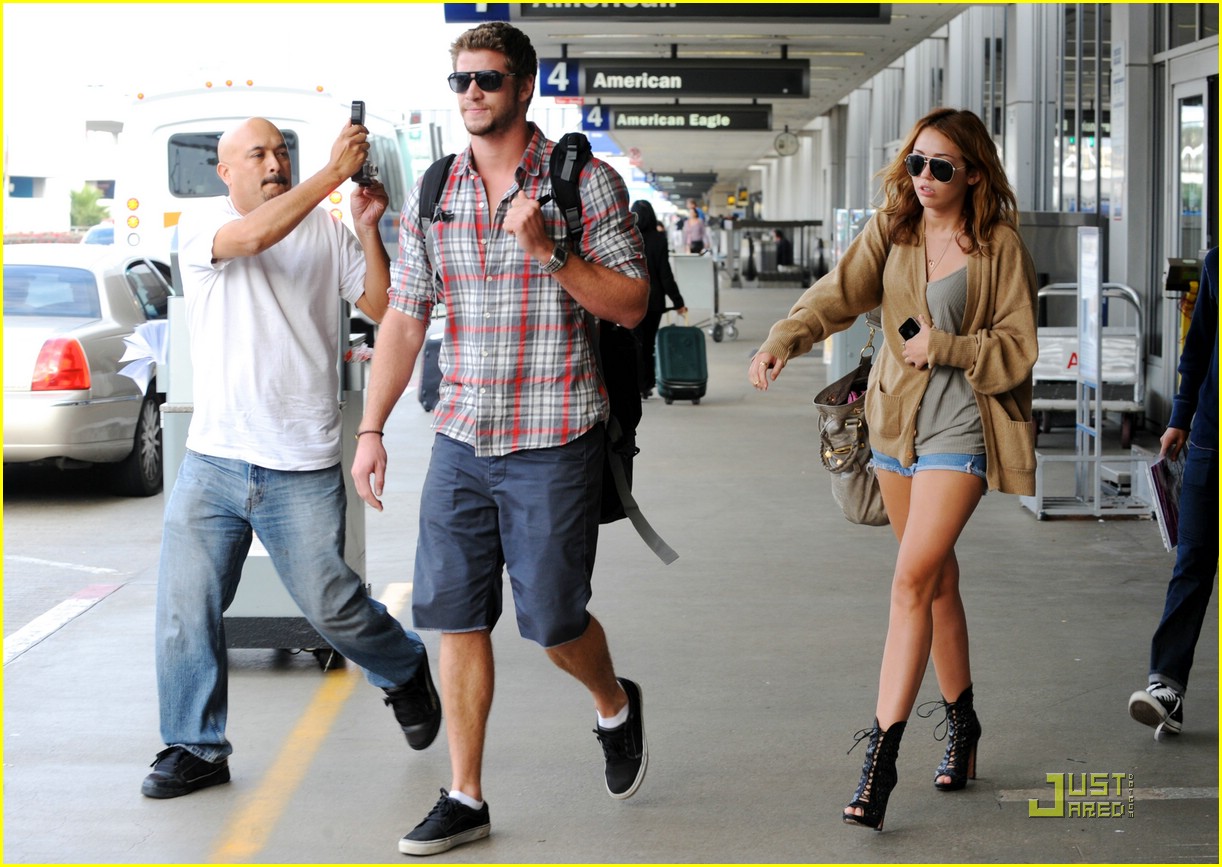 Miley Cyrus & Liam Hemsworth: LAX Landing