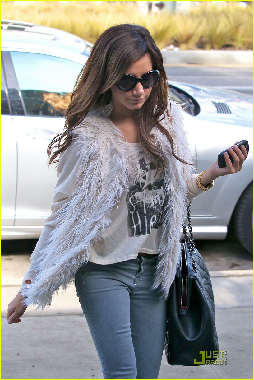 Ashley Tisdale: Fuzzy Vest Friday
