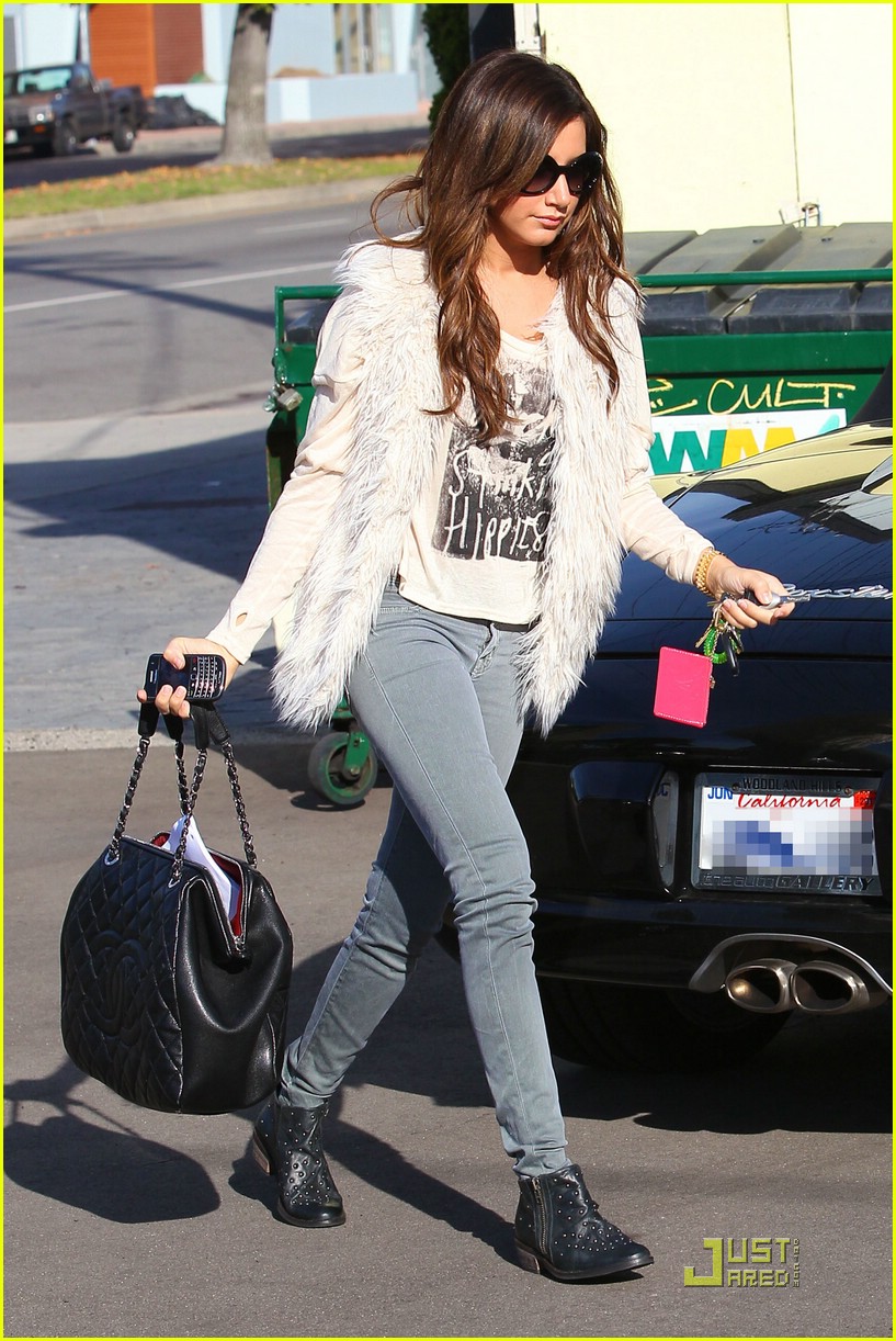 Ashley Tisdale: Fuzzy Vest Friday