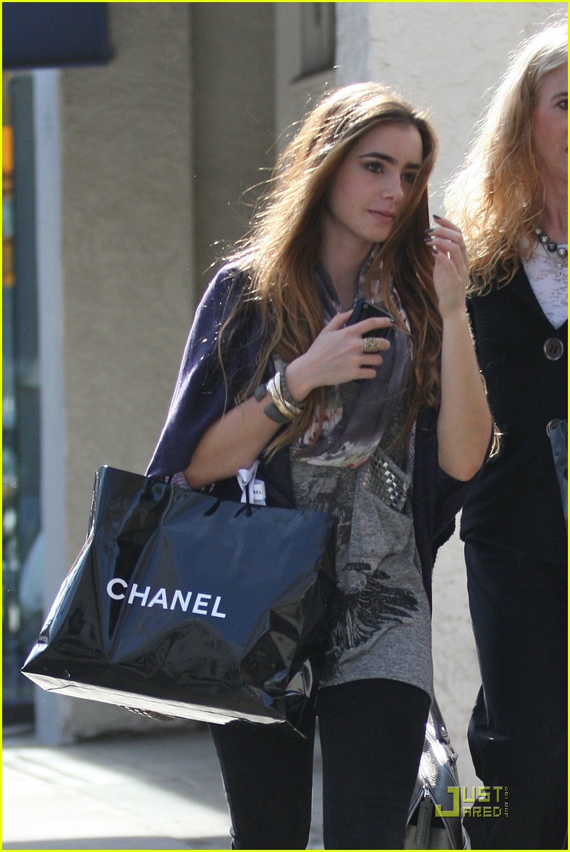 Lily Collins: Chanel Shopper