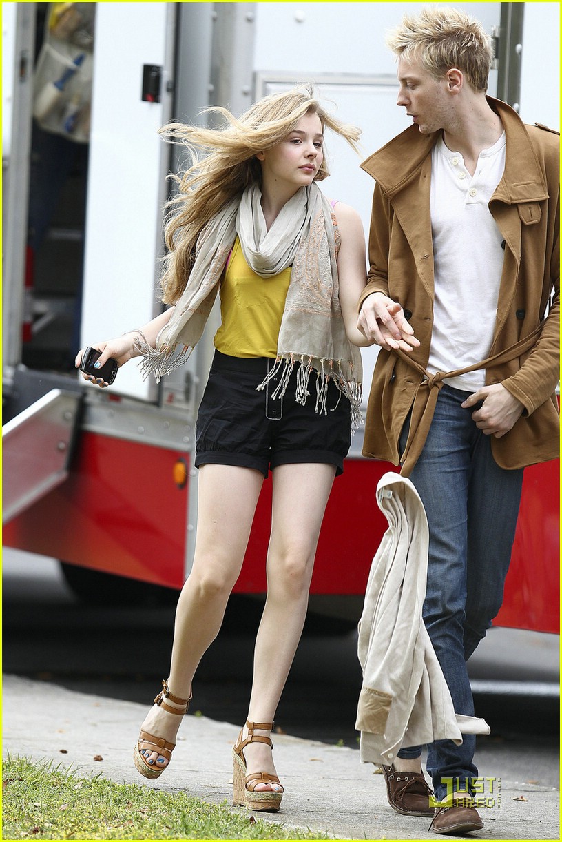 Chloe Moretz 'Whips Her Hair' on 'Hick' Set