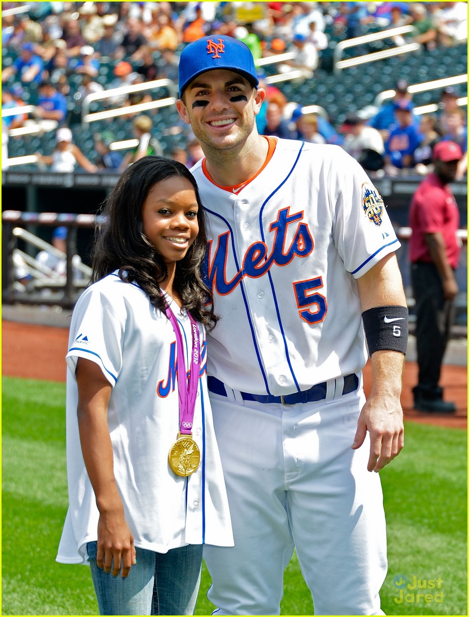 Gabby Douglas Throws Pitch at Mets Game
