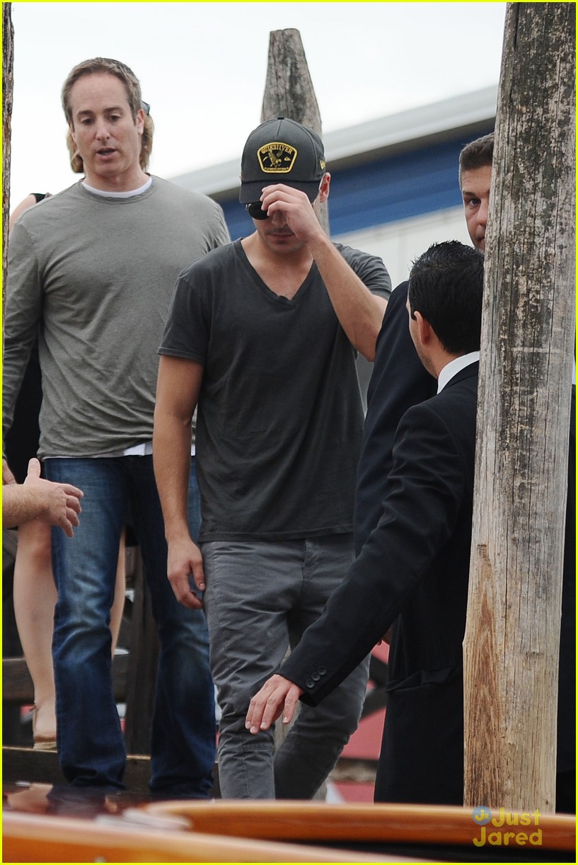 Zac Efron Takes A Water Taxi in Venice