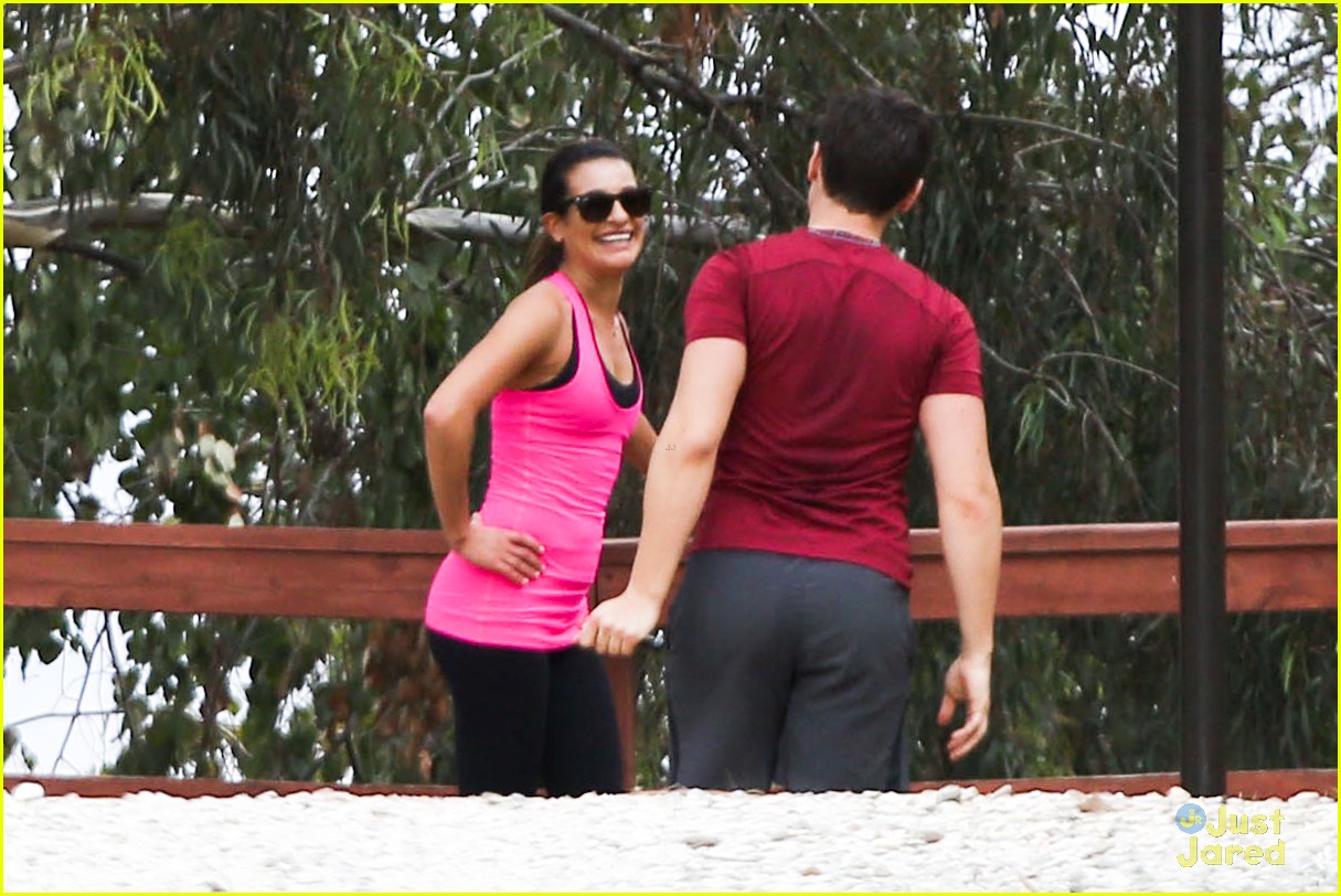 Lea Michele Stretches It Out Before Hike