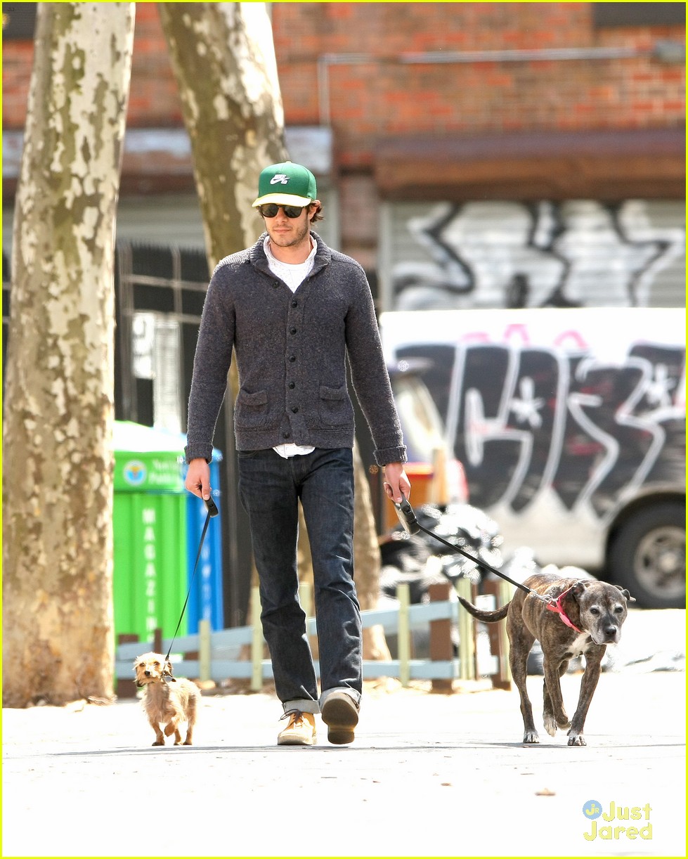 Adam Brody Walks His Dog Penny Lane & Leighton Meester's Dog Trudy in NYC