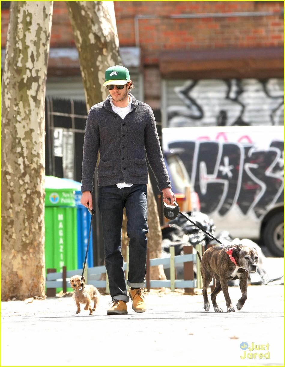 Adam Brody Walks His Dog Penny Lane & Leighton Meester's Dog Trudy in NYC