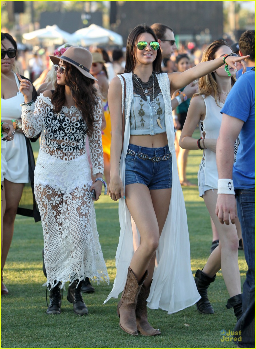 Selena Gomez Sports Sheer Dress For Coachella Outing with Kendall & Kylie Jenner!