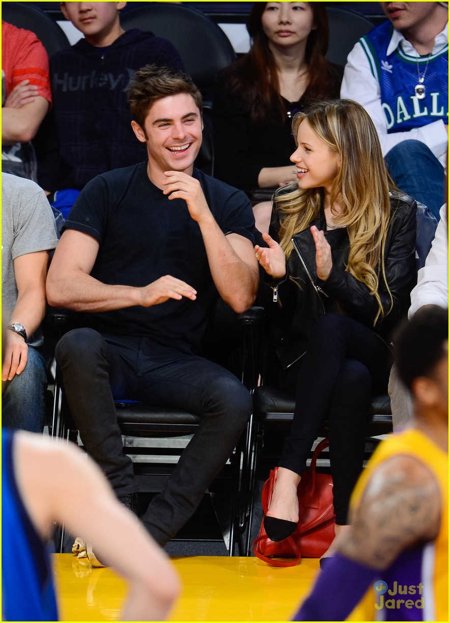 Zac Efron Attends Lakers Game with Halston Sage!