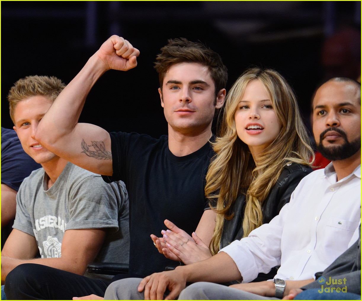 Zac Efron Attends Lakers Game with Halston Sage!