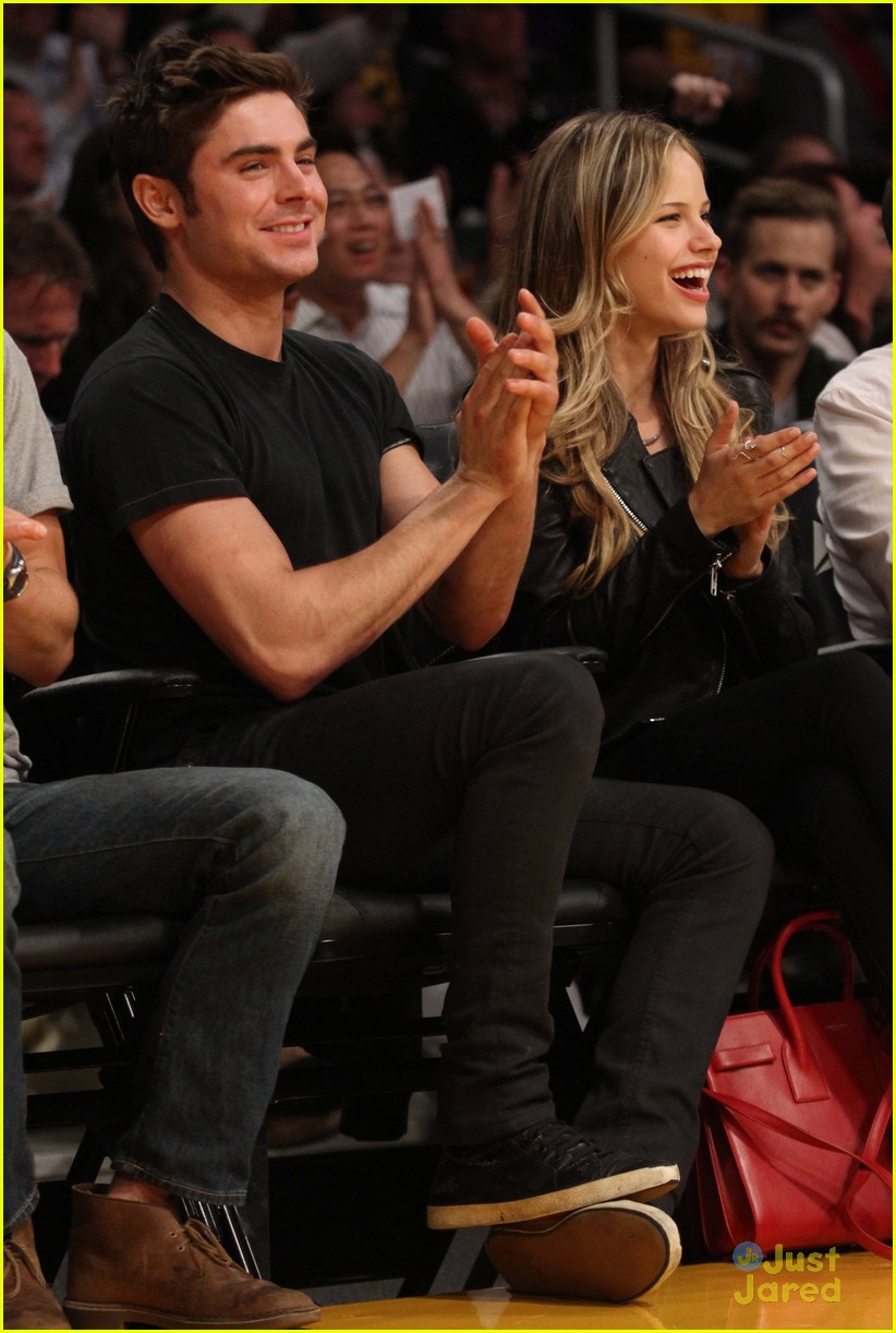 Zac Efron Attends Lakers Game with Halston Sage!
