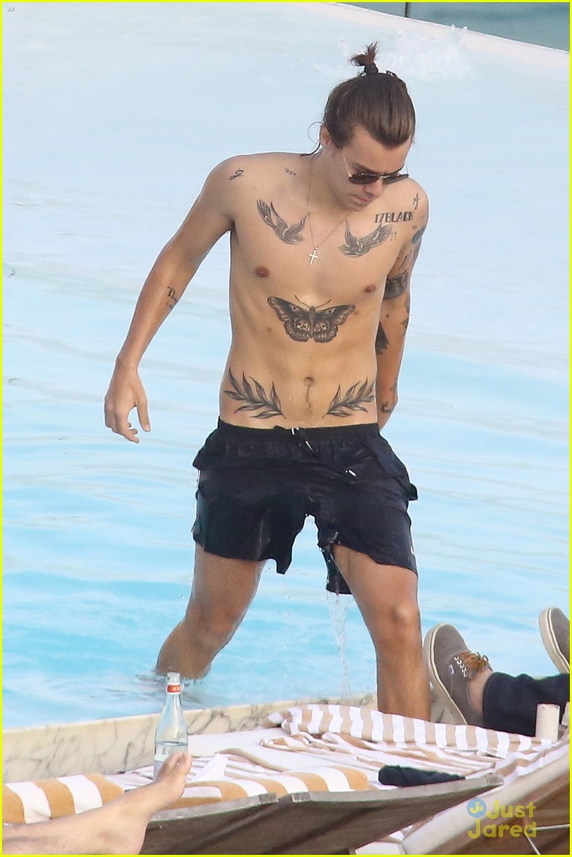 Harry Styles Goes Shirtless Again in Rio!