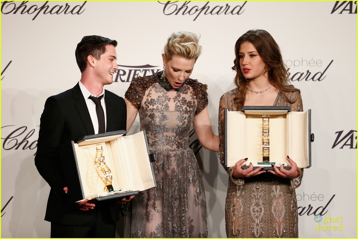 Logan Lerman & Adele Exarchopoulos Receive Trophée Chopard at Cannes 2014