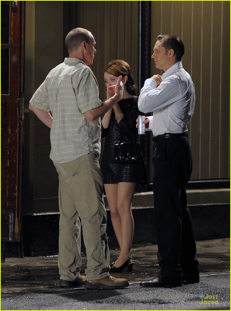 Emily Browning & Tom Hardy Look Happy to Shoot 'Legend' Night Scenes