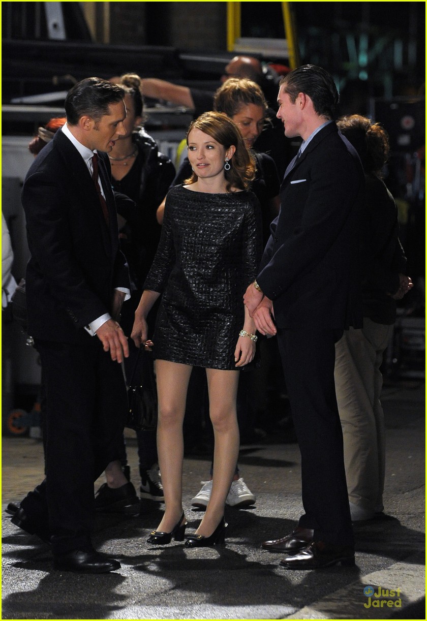 Emily Browning & Tom Hardy Look Happy to Shoot 'Legend' Night Scenes