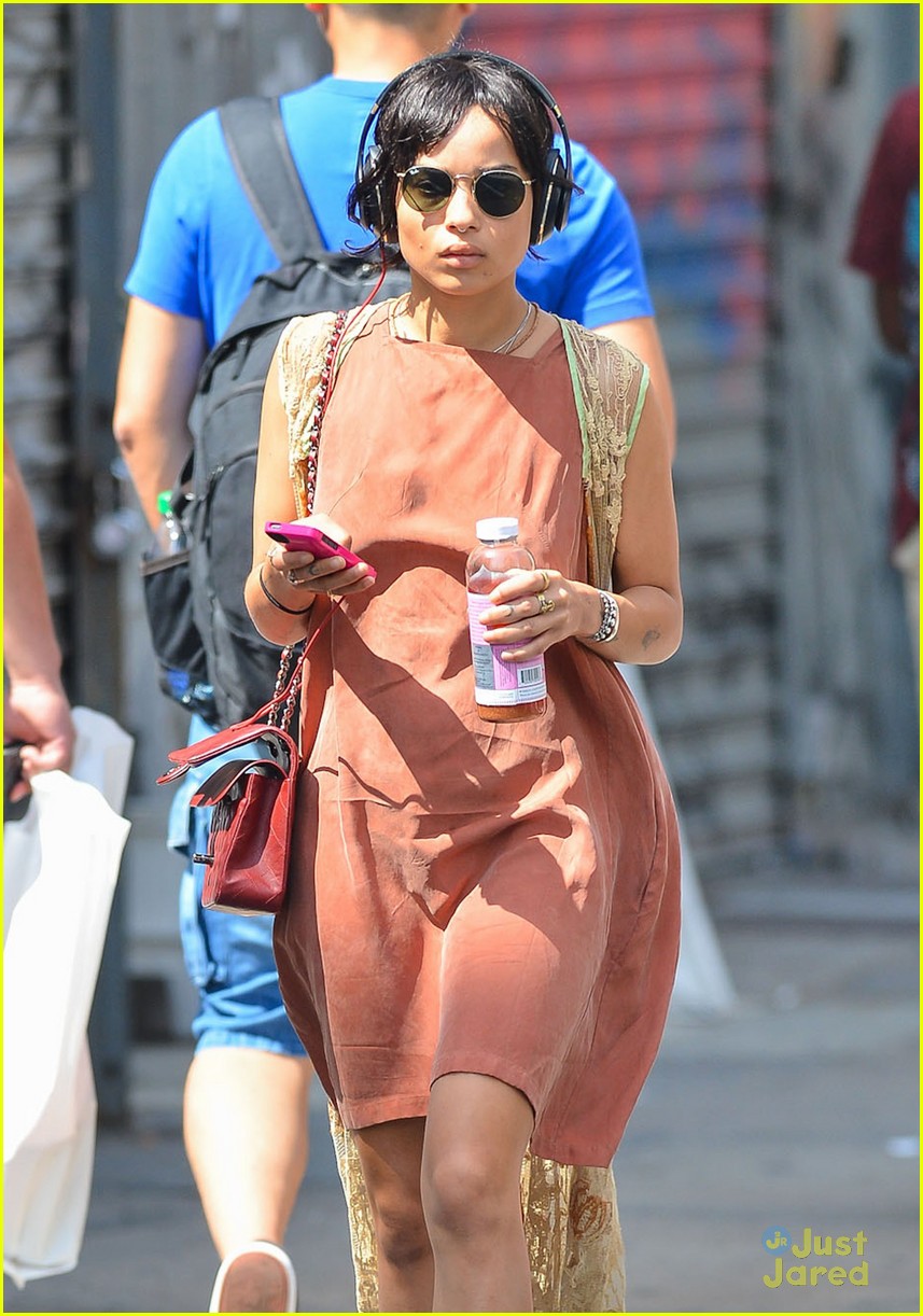 Zoe Kravitz Stays Cool in a Coral Dress in NYC!