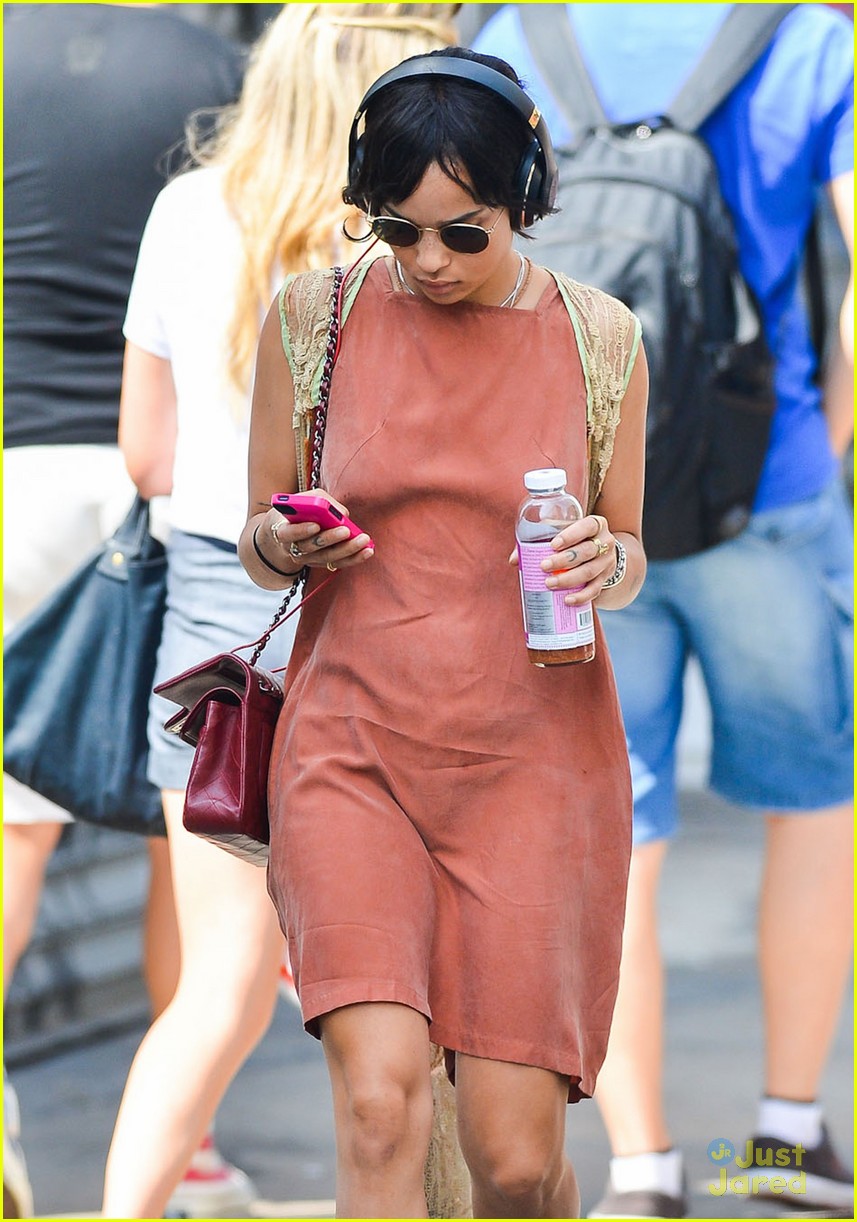 Zoe Kravitz Stays Cool in a Coral Dress in NYC!