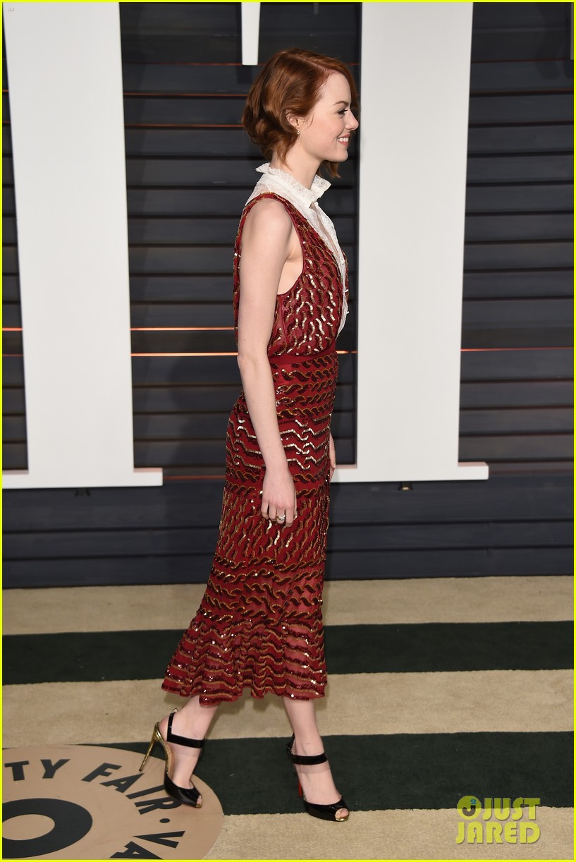 Emma Stone Changes Dresses for Vanity Fair's Oscar 2015 Party