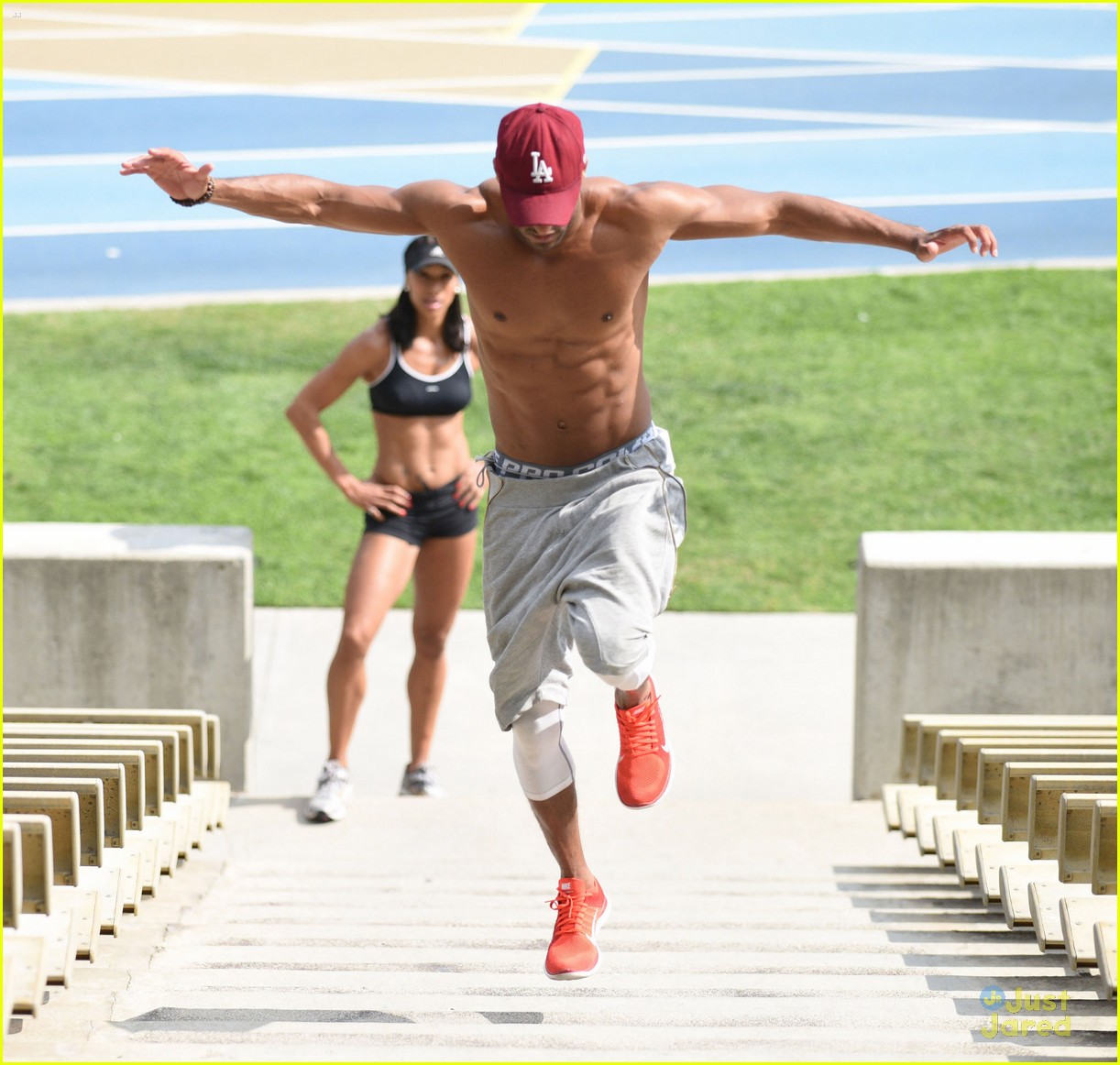 Ricky Whittle Shows Off Shirtless Buff Body During Workout With Jade Johnson