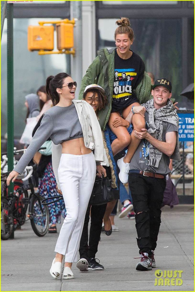 Kendall Jenner Snaps Pic of Jaden Smith Giving Hailey Baldwin a Shoulder Ride 