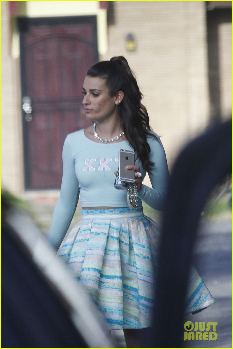 Lea Michele Shoots 'Super Scary' Scene for 'Scream Queens'