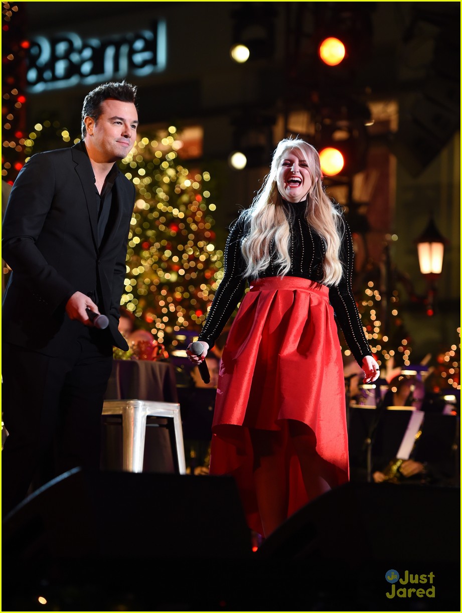 Meghan Trainor & Sarah Hyland Were Caught Kissing Santa Claus at The Grove Christmas Event