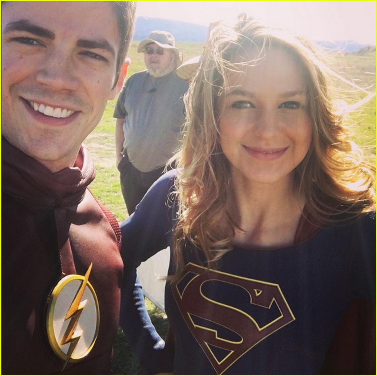 Grant Gustin Shares Photos From Set of 'Flash' & 'Supergirl' Crossover