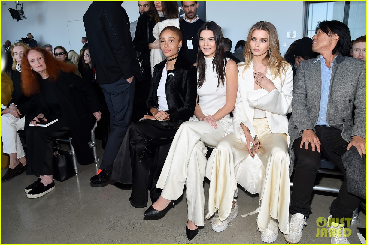 Kendall Jenner Bares Midriff While Attending Calvin Klein Show