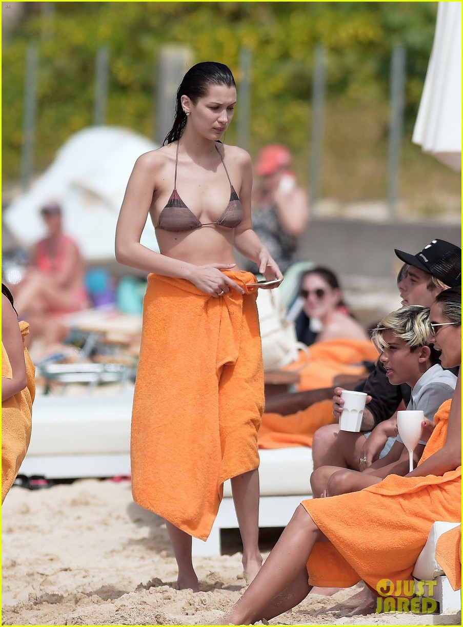 Bella Hadid Takes a Dip in the Ocean in St. Barts