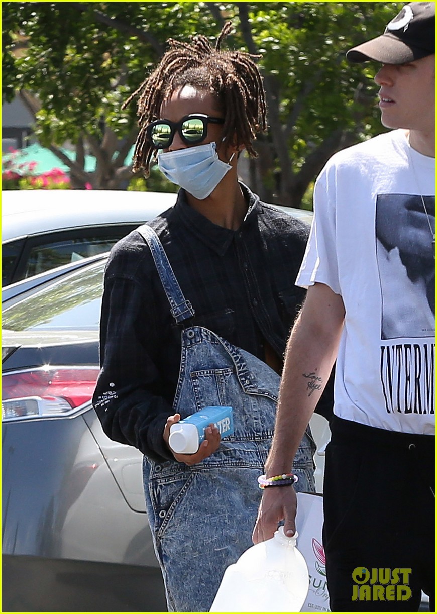 Jaden Smith Keeps His Face Covered with a Medical Mask