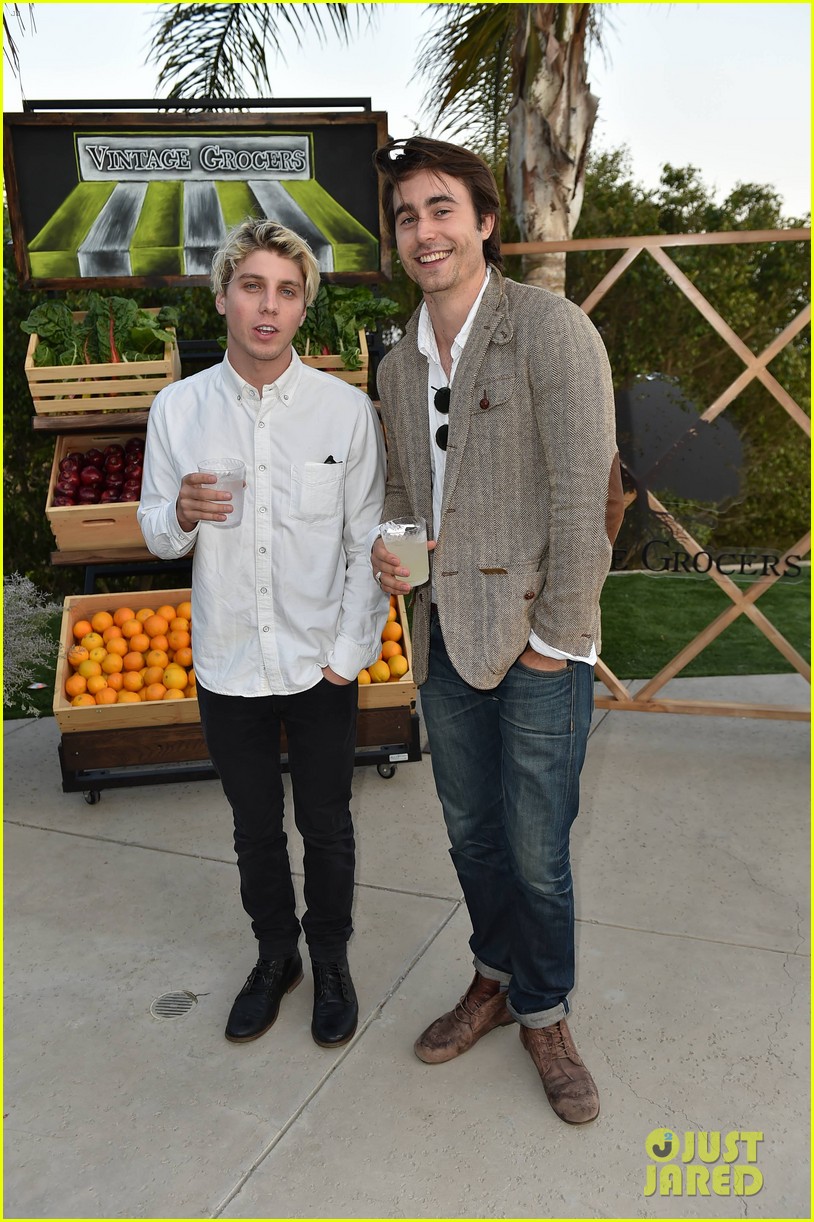 Lukas Gage & Oliver Edwin Buddy Up at Just Jared & Vintage Grocers' Malibu Dinner