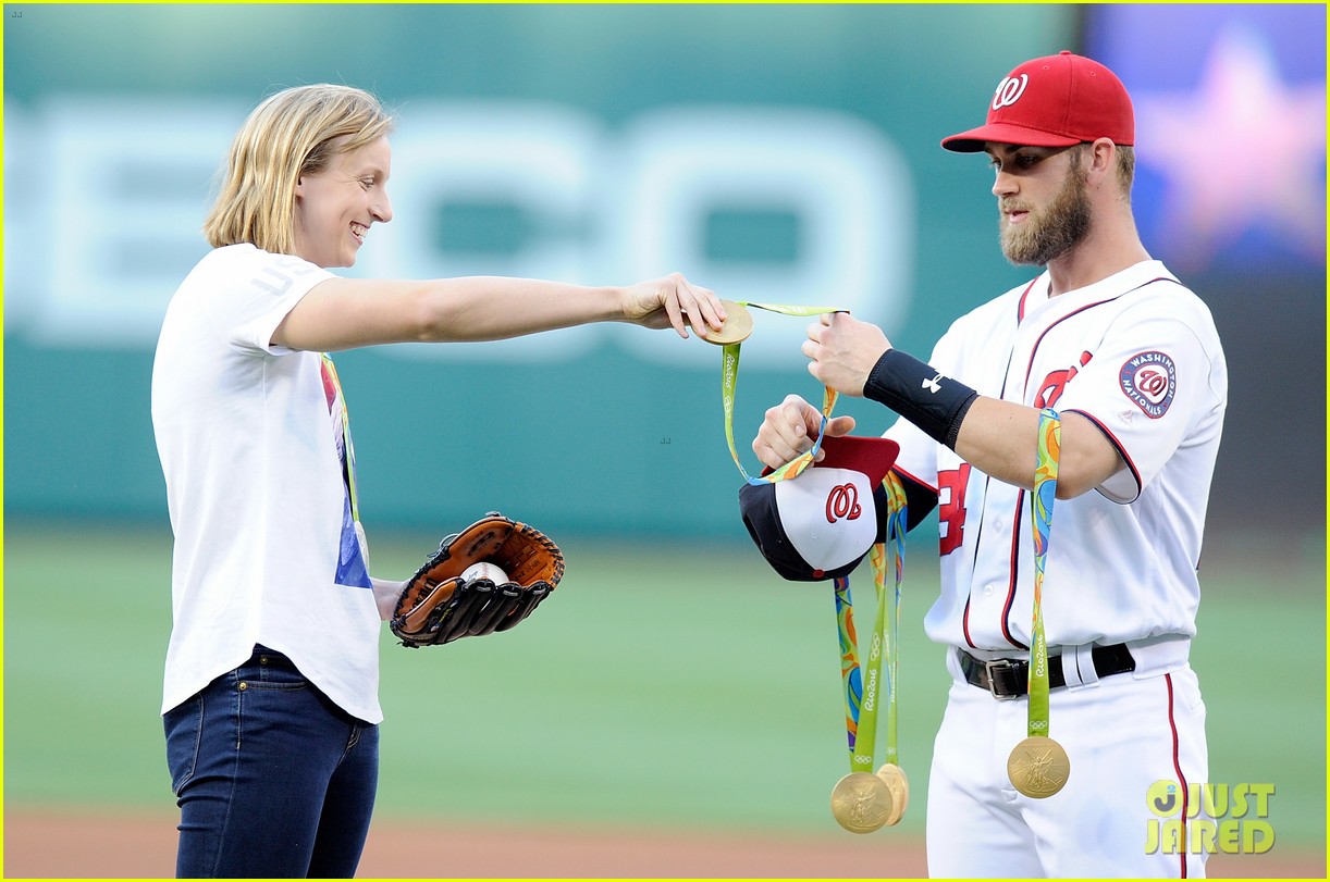 Olympic Swimmer Katie Ledecky Throws Out the First Pitch!