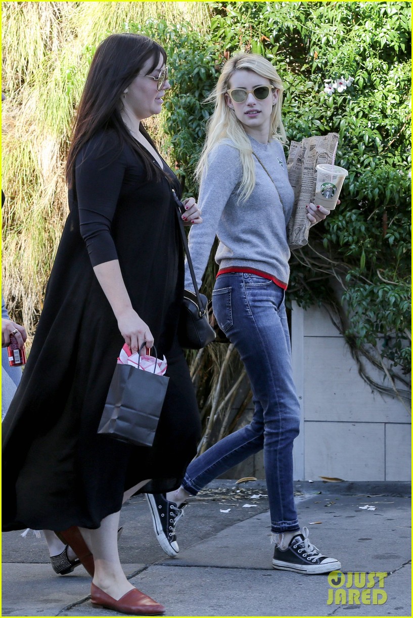 Emma Roberts Picks Up Her Sunday Paper & Morning Coffee