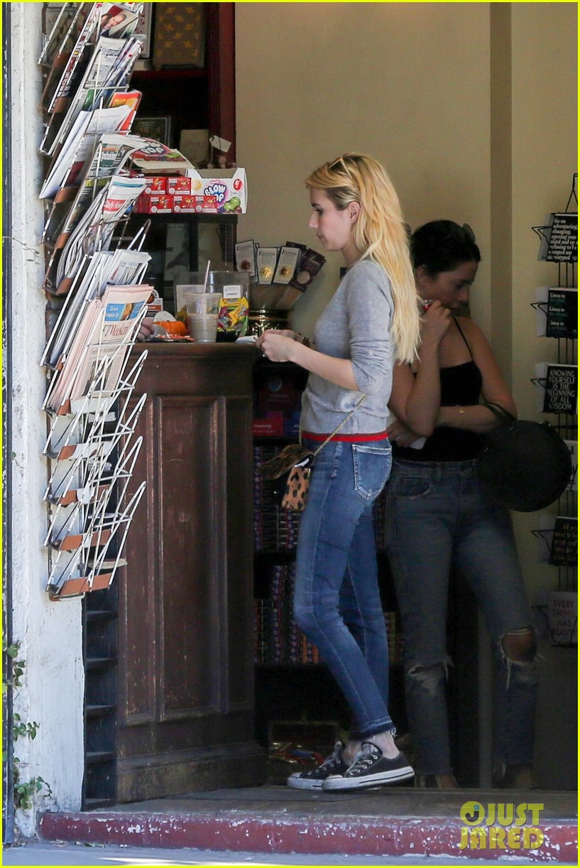 Emma Roberts Picks Up Her Sunday Paper & Morning Coffee