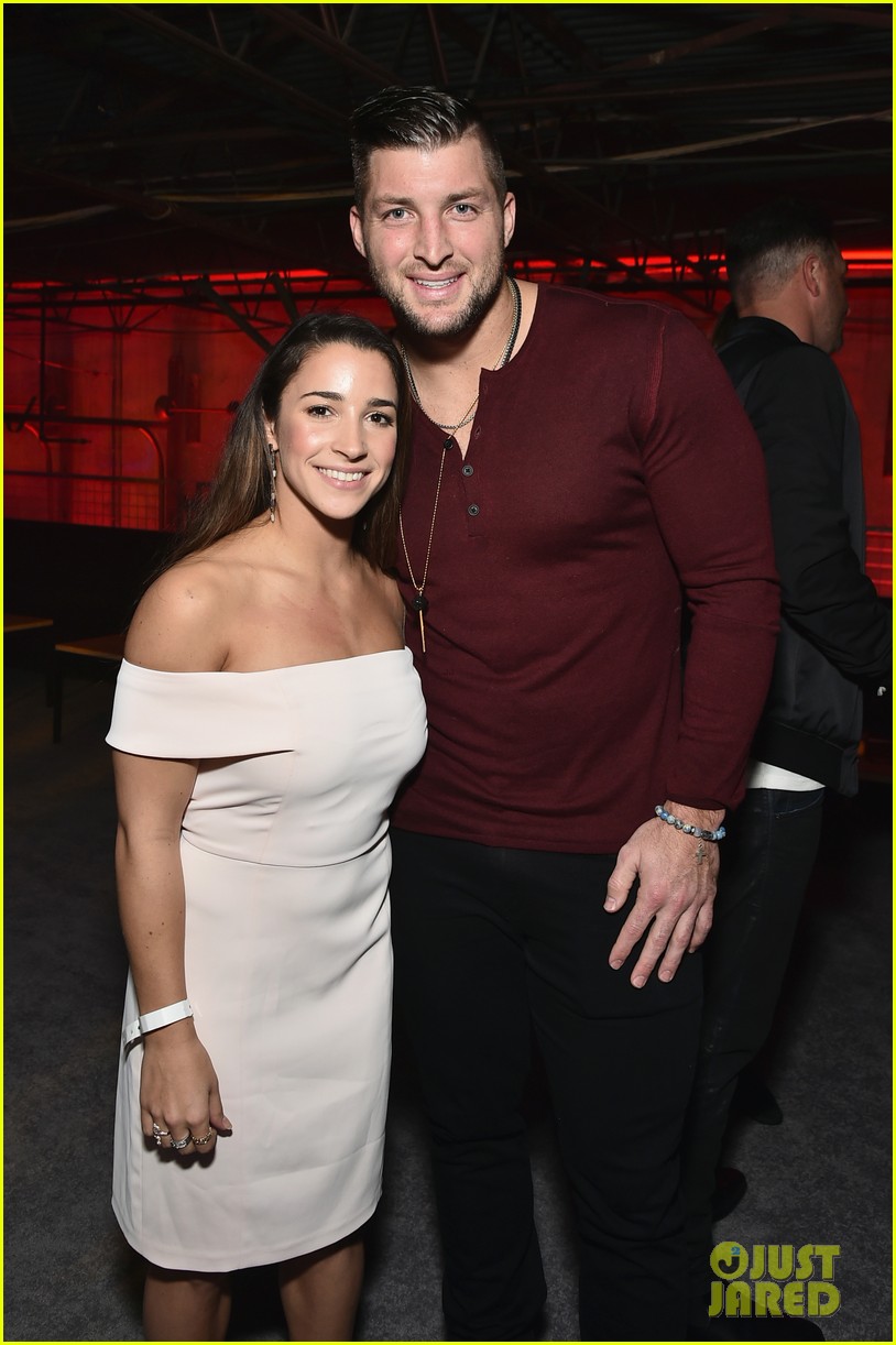 Aly Raisman Meets Up with Tim Tebow at Pre-Super Bowl Party!