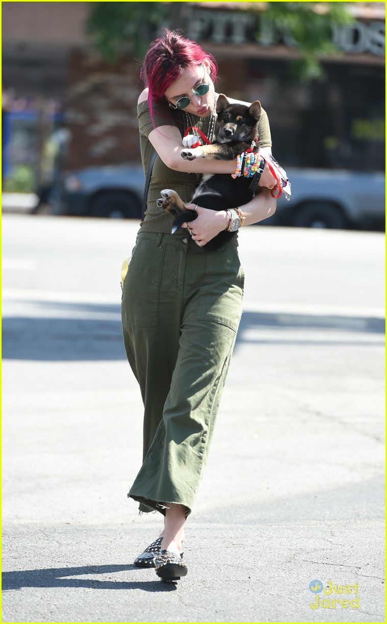 Bella Thorne Brings Blackbear's Dog Pocky Out To Lunch With Her in Los Angeles