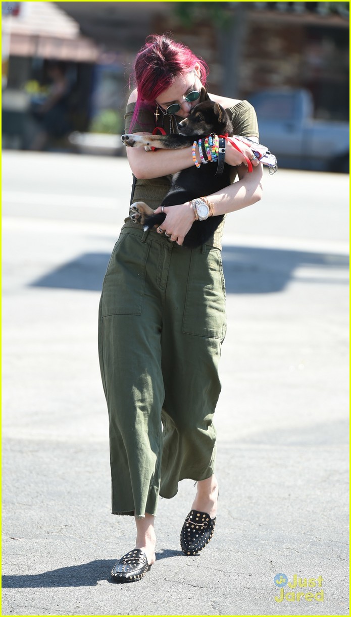 Bella Thorne Brings Blackbear's Dog Pocky Out To Lunch With Her in Los Angeles