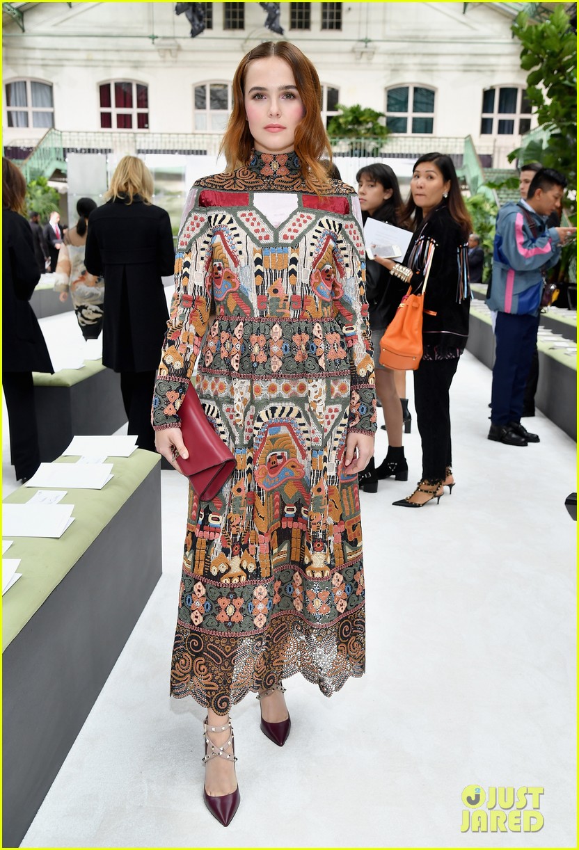 Zoey Deutch Attends Valentino Show at Paris Fashion Week