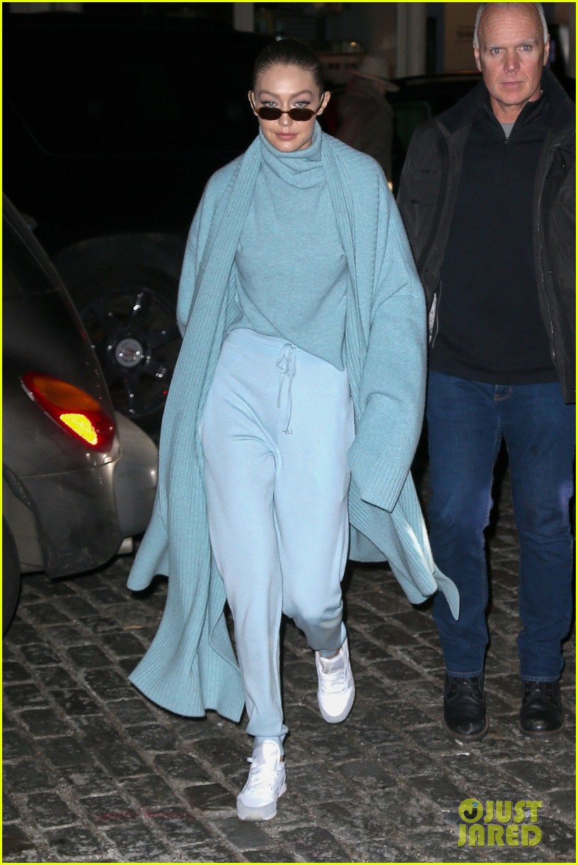 Gigi Hadid Goes Pretty in Powder Blue in NYC