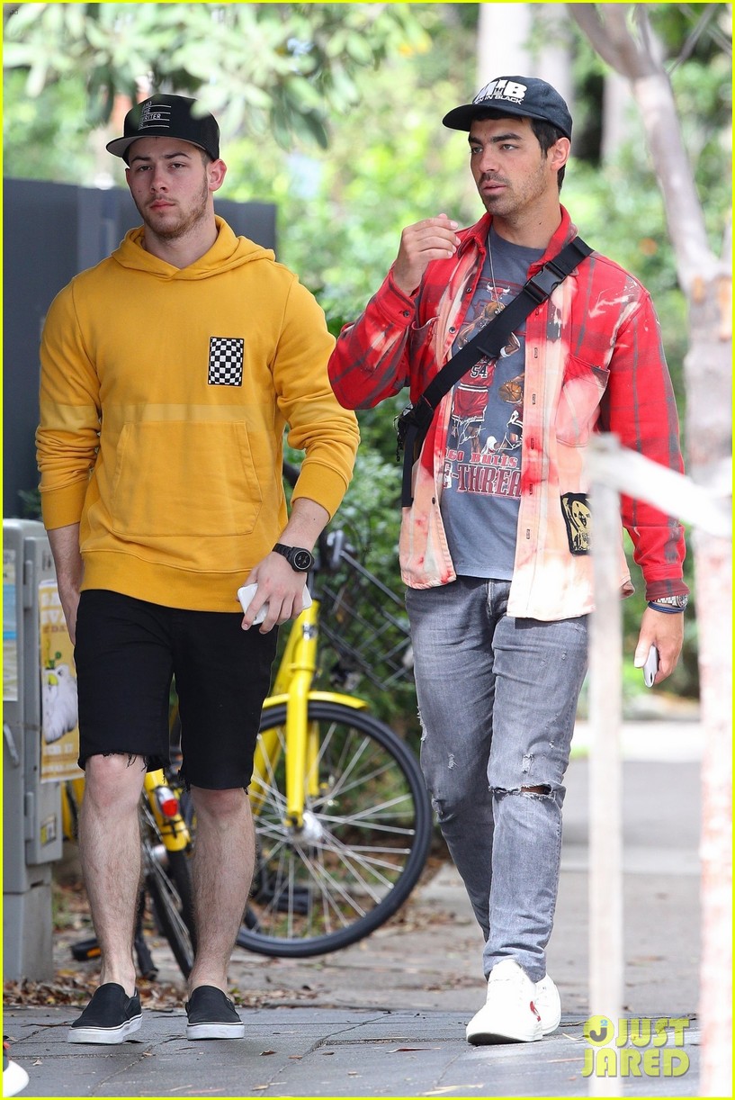 Nick & Joe Jonas Sport Bright Colors for Breakfast in Sydney
