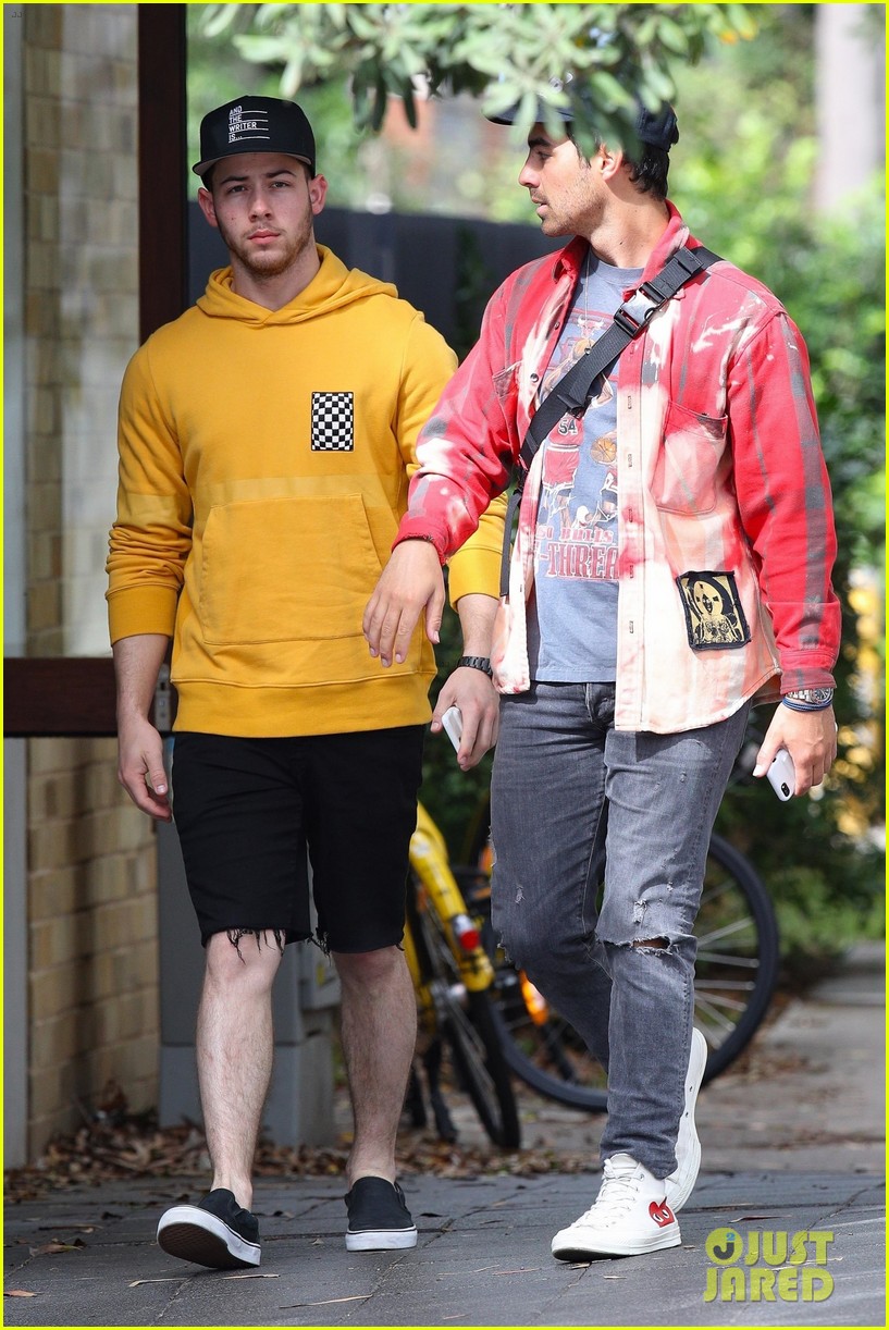 Nick & Joe Jonas Sport Bright Colors for Breakfast in Sydney
