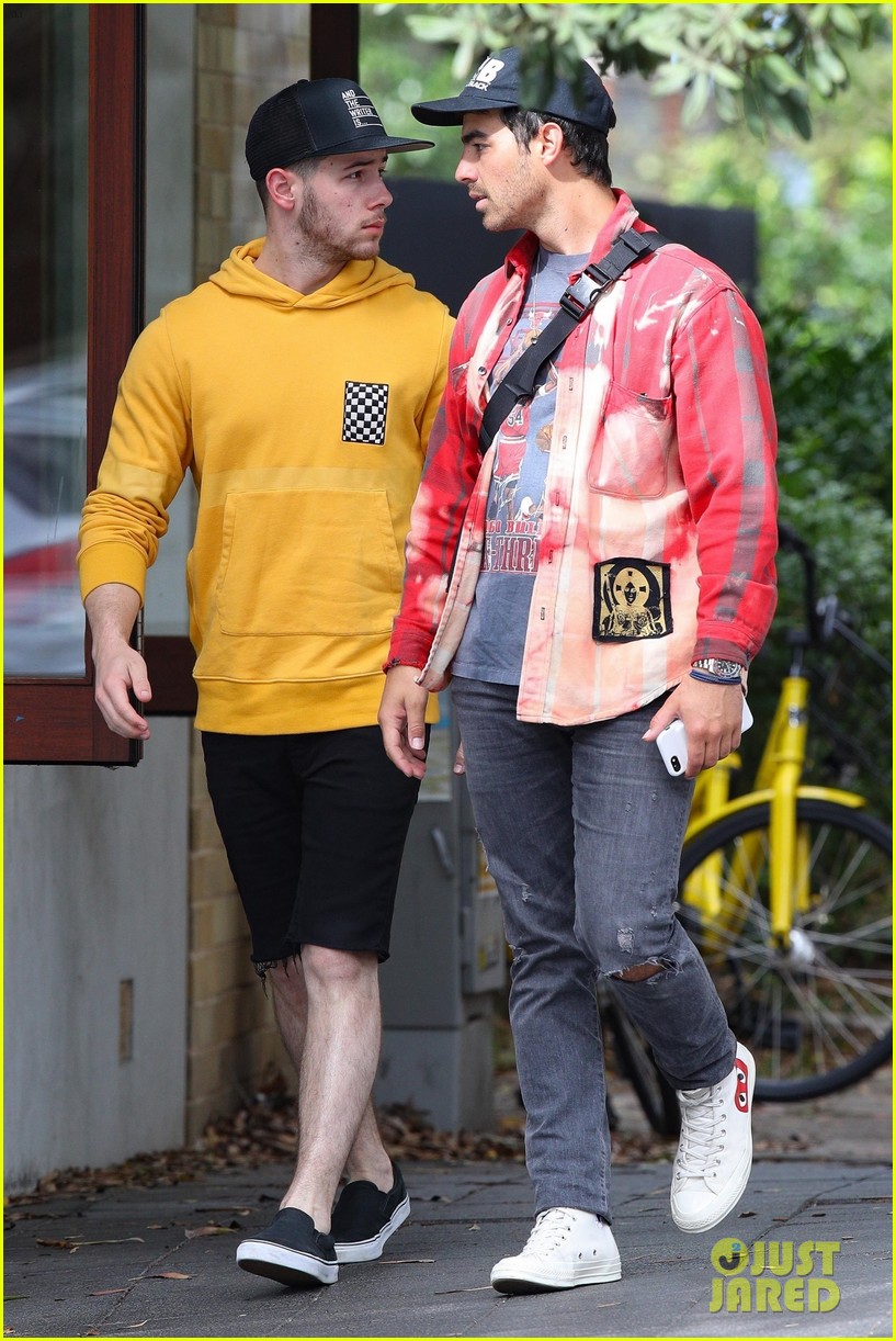Nick & Joe Jonas Sport Bright Colors for Breakfast in Sydney