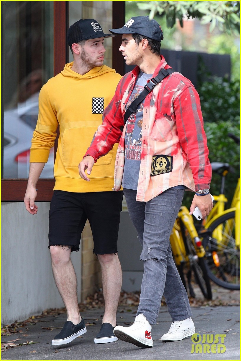 Nick & Joe Jonas Sport Bright Colors for Breakfast in Sydney