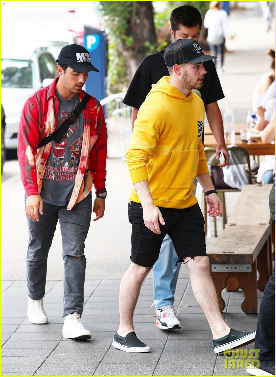 Nick & Joe Jonas Sport Bright Colors for Breakfast in Sydney