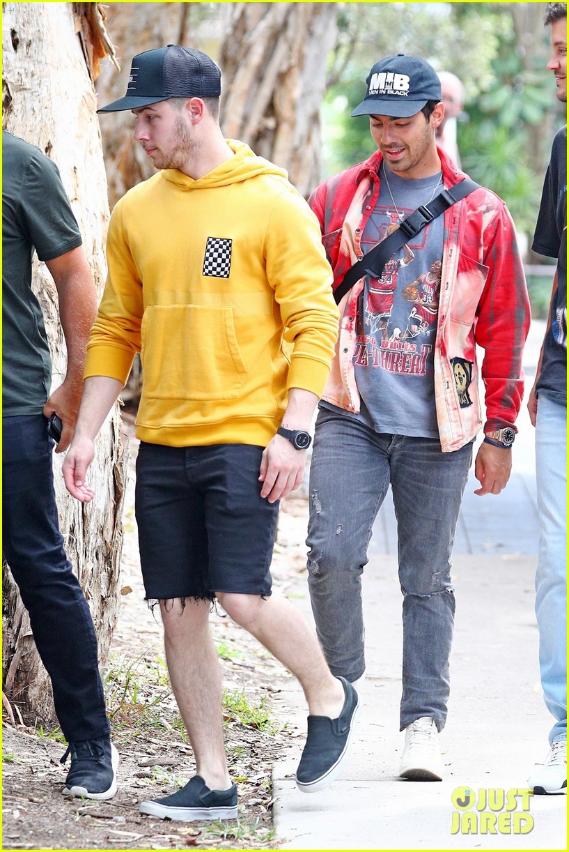 Nick & Joe Jonas Sport Bright Colors for Breakfast in Sydney
