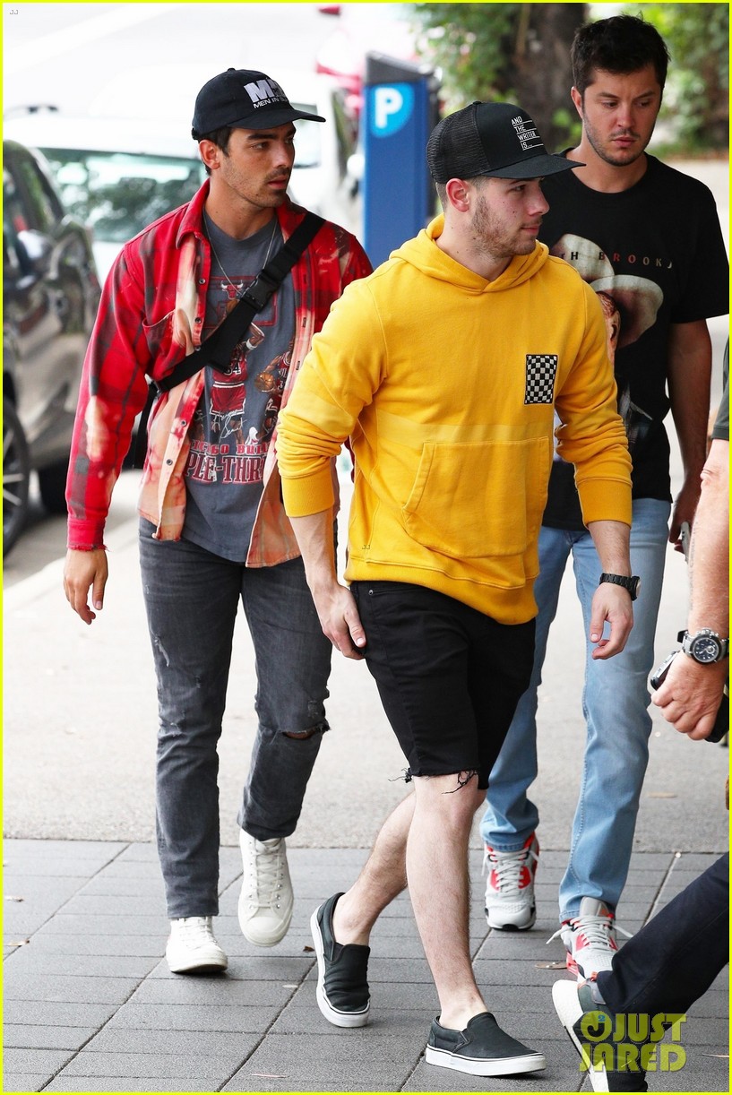 Nick & Joe Jonas Sport Bright Colors for Breakfast in Sydney