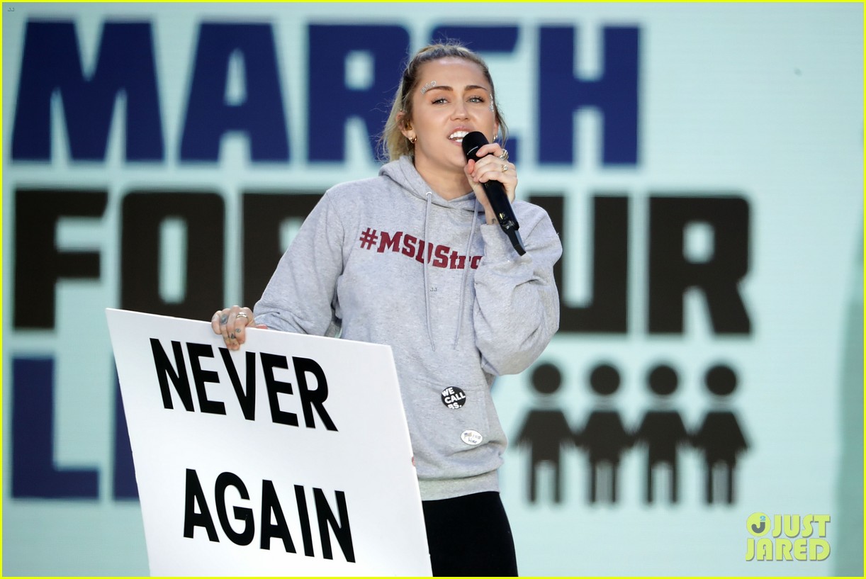 Miley Cyrus Says Never Again, Performs 'The Climb' at March for Our Lives - Watch Now